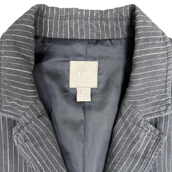 Women's J. JILL Pinstripe Linen Blend Jacket Blazer- Size M - Picture 4 of 11